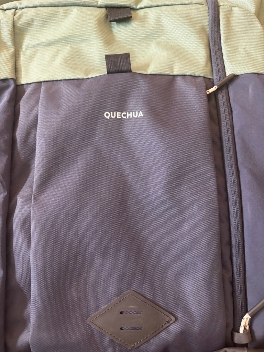 Quechua Men's Roll-Top Backpack in Navy Blue and Sage Green - Picture 4 of 4